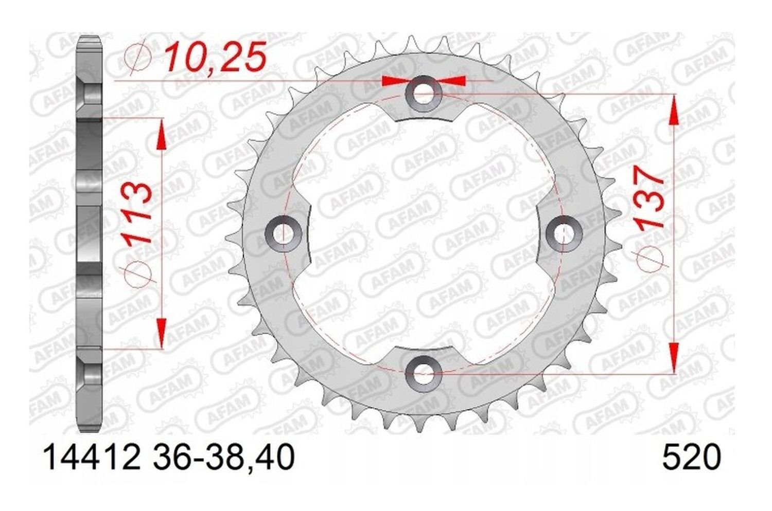 Zębatka tylna Suzuki LTR 450 36 zębów (Łańcuch 520) AFAM | 14412-36