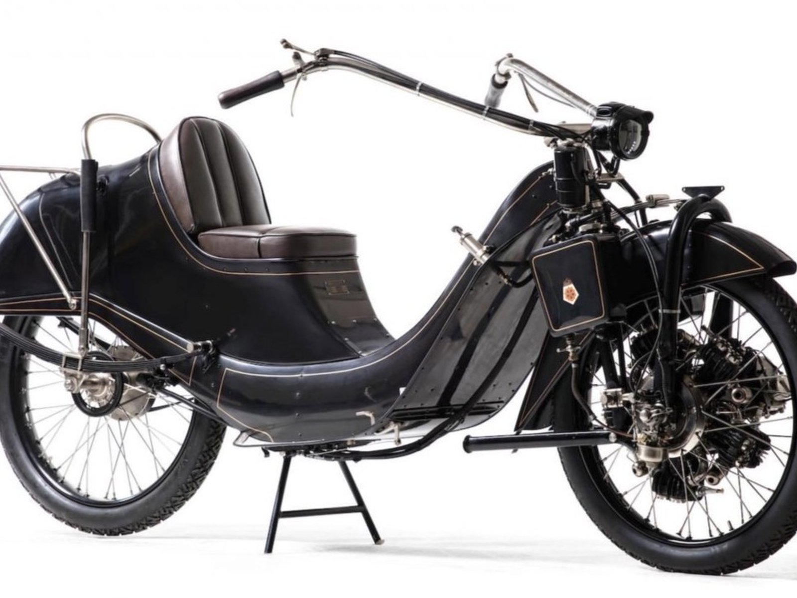 Megola z lat 20., motocykl z pięciocylindrowym silnikiem rotacyjnym w przednim kole